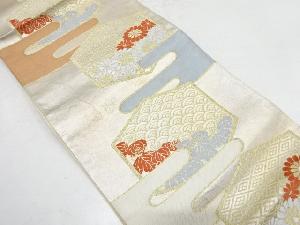 アンティーク　ヱ霞に亀甲・古典柄模様織り出し袋帯(材料)